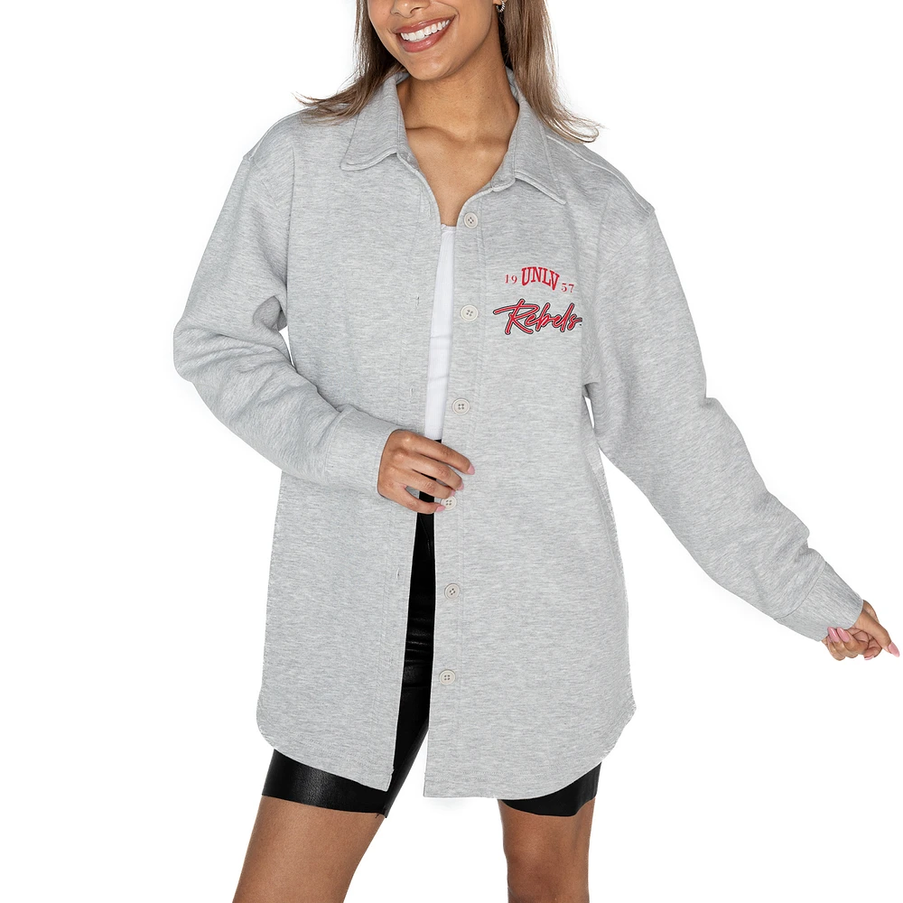 Women's Gameday Couture Ash UNLV Rebels Foundation Full-Button Long Sleeve Overshirt