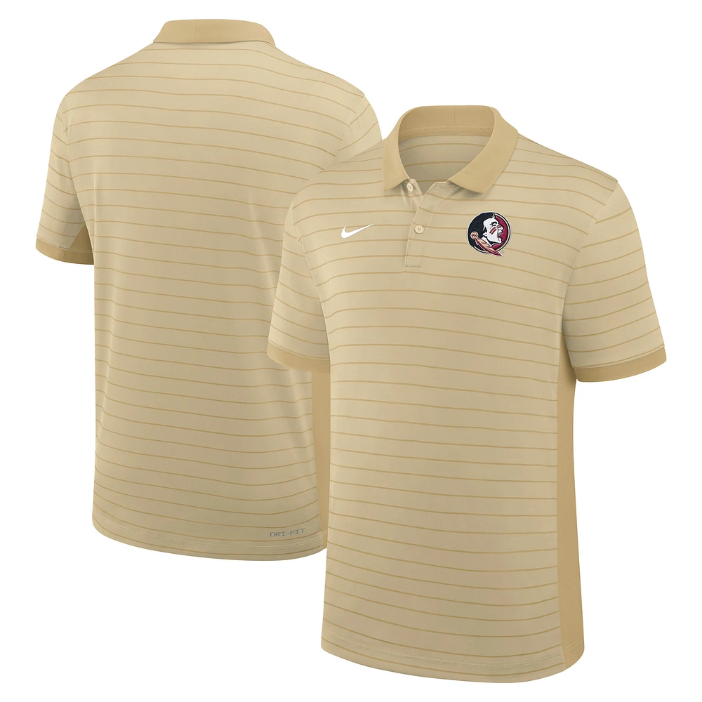 Men's Nike Gold Florida State Seminoles 2025 Early Season Coaches Sideline Victory Stripe Performance Polo