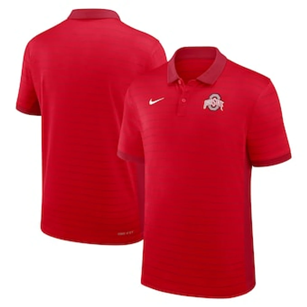 Men's Nike Scarlet Ohio State Buckeyes 2025 Early Season Coaches Sideline Victory Stripe Performance Polo