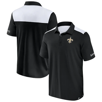Men's Fanatics Black/White New Orleans Saints Colorblock Polo