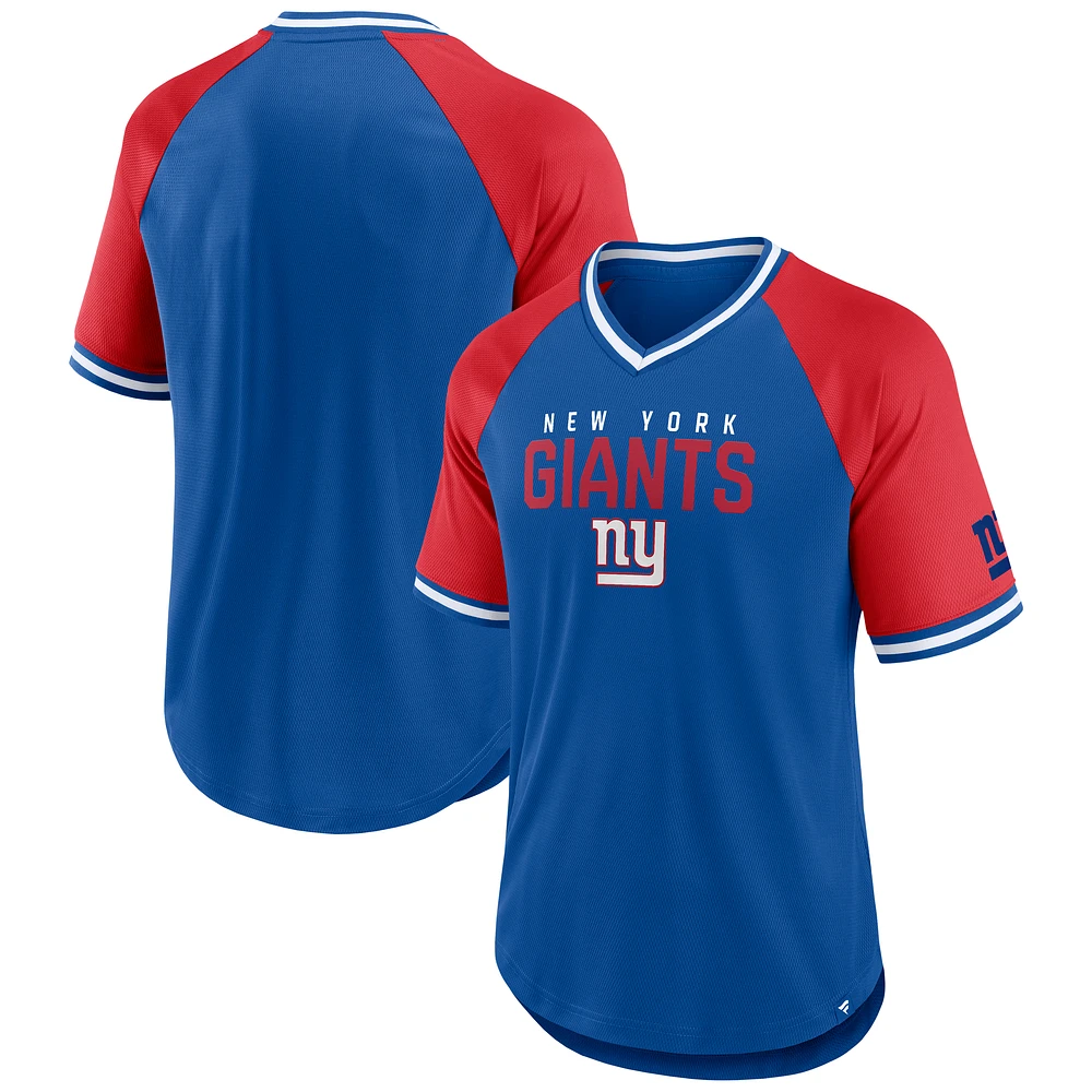 Men's Fanatics Royal/Red New York Giants Hashmark Raglan T-Shirt