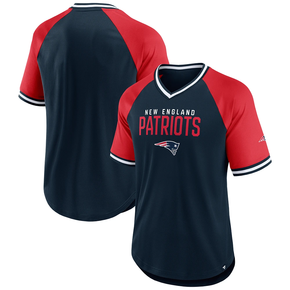Men's Fanatics Navy/Red New England Patriots Hashmark Raglan T-Shirt
