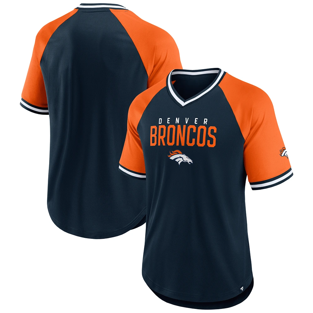 Men's Fanatics Navy/Orange Denver Broncos Hashmark Raglan T-Shirt