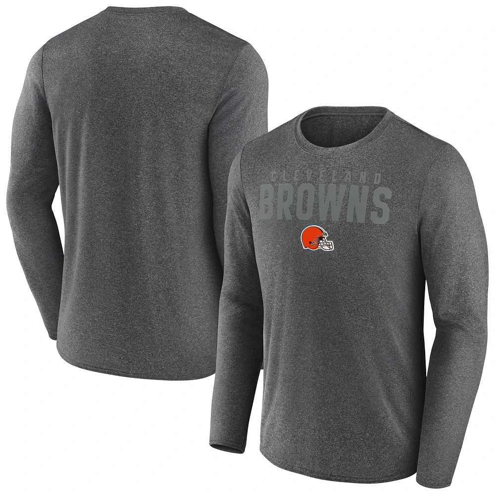 Men's Fanatics Heather Charcoal Cleveland Browns Blackout Long Sleeve T-Shirt