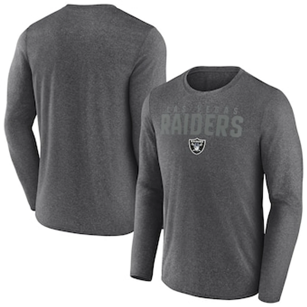 Men's Fanatics Heather Charcoal Las Vegas Raiders Blackout Long Sleeve T-Shirt