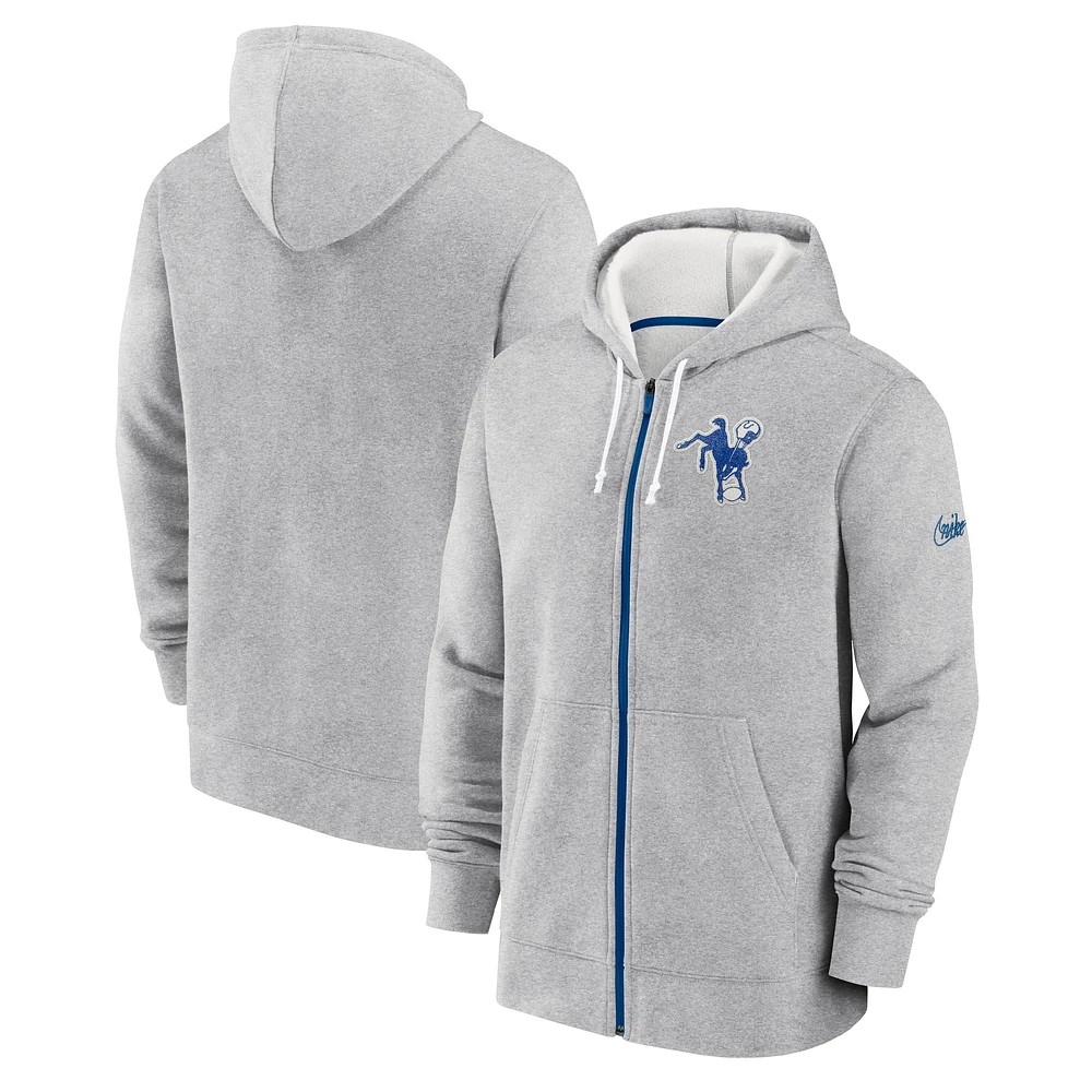Men's Nike Gray Indianapolis Colts Historic Lifestyle Full-Zip Hoodie