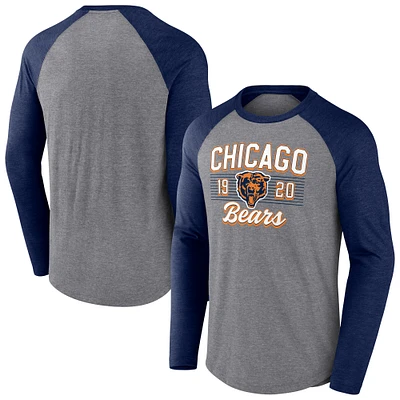 Men's Fanatics Heather Gray Chicago Bears Weekend Casual Raglan Long Sleeve T-Shirt
