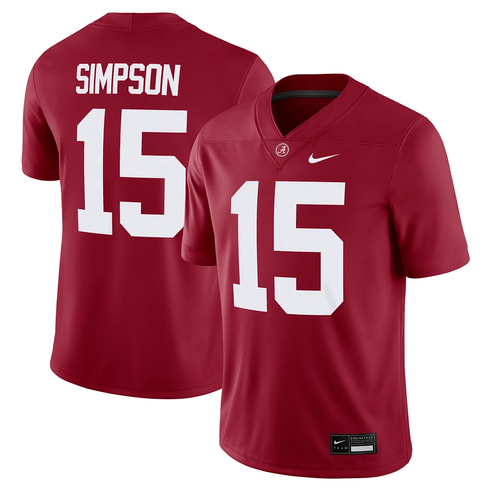 Men's Nike Ty Simpson Crimson Alabama Crimson Tide NIL Football Game Jersey