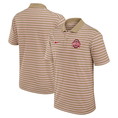 Men's Nike Tan Ohio State Buckeyes Athletic Prep Striped Performance Polo