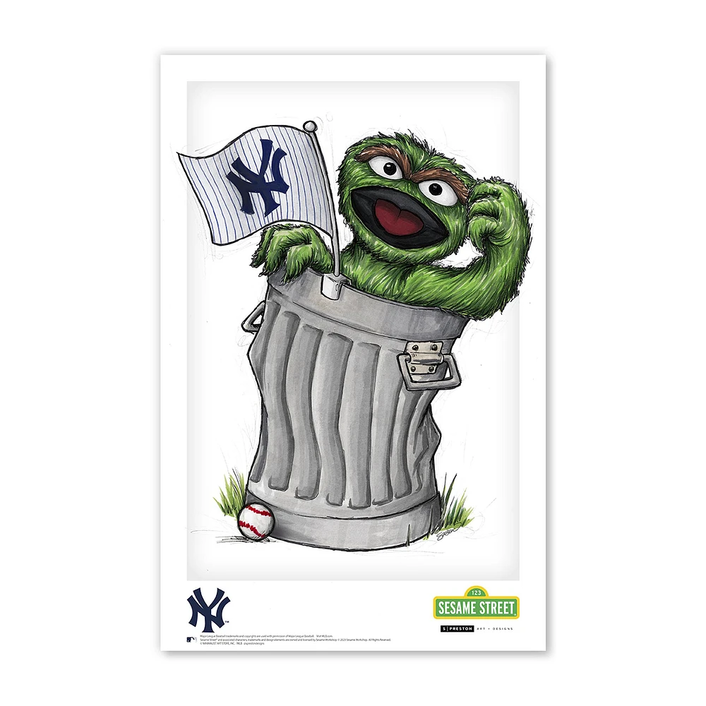 Oscar the Grouch New York Yankees 11" x 17" Sesame Street Poster Print