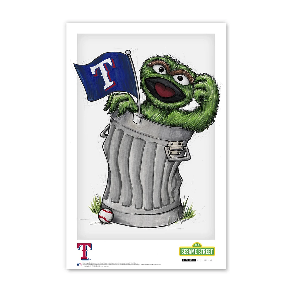 Oscar the Grouch Texas Rangers 11" x 17" Sesame Street Poster Print