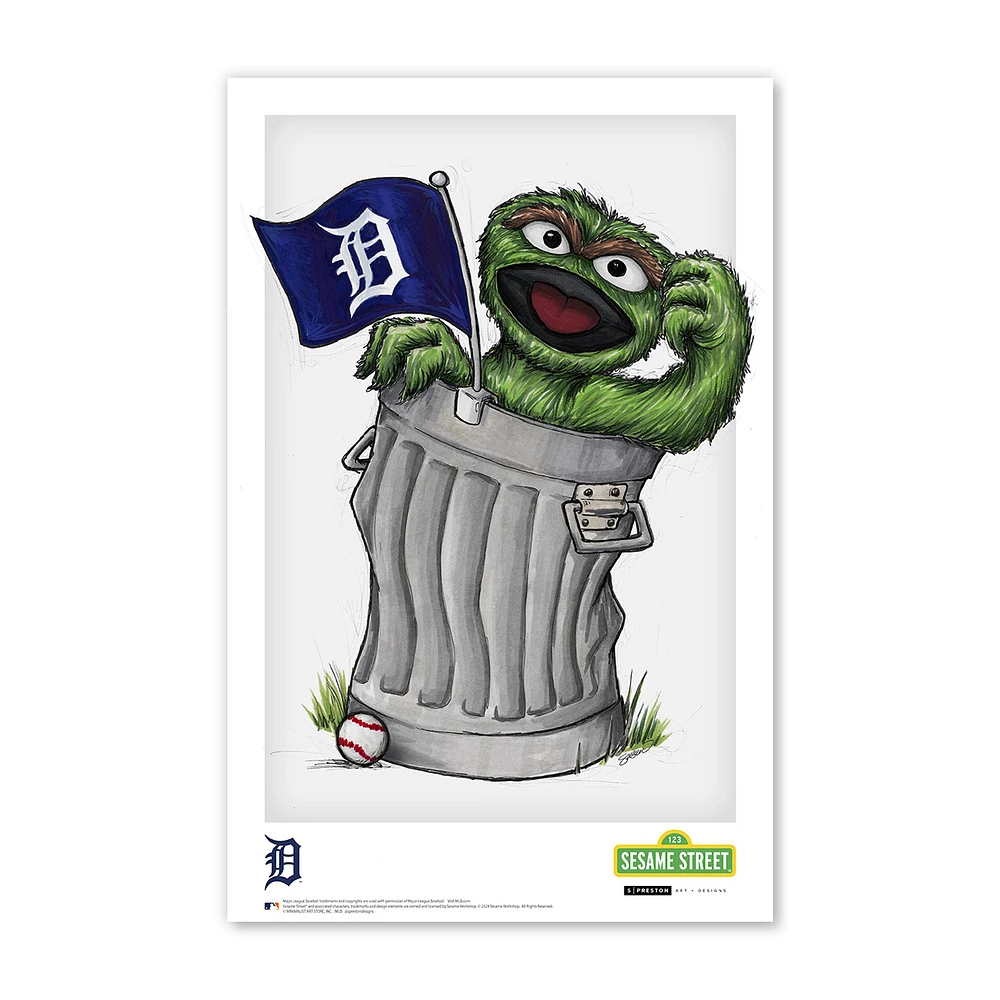 Oscar the Grouch Detroit Tigers 11" x 17" Sesame Street Poster Print