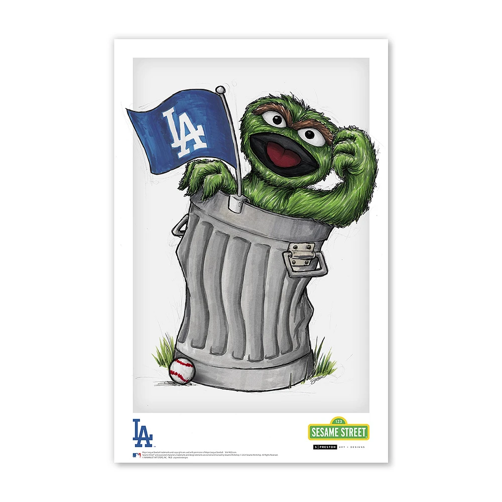 Oscar the Grouch Los Angeles Dodgers 11" x 17" Sesame Street Poster Print