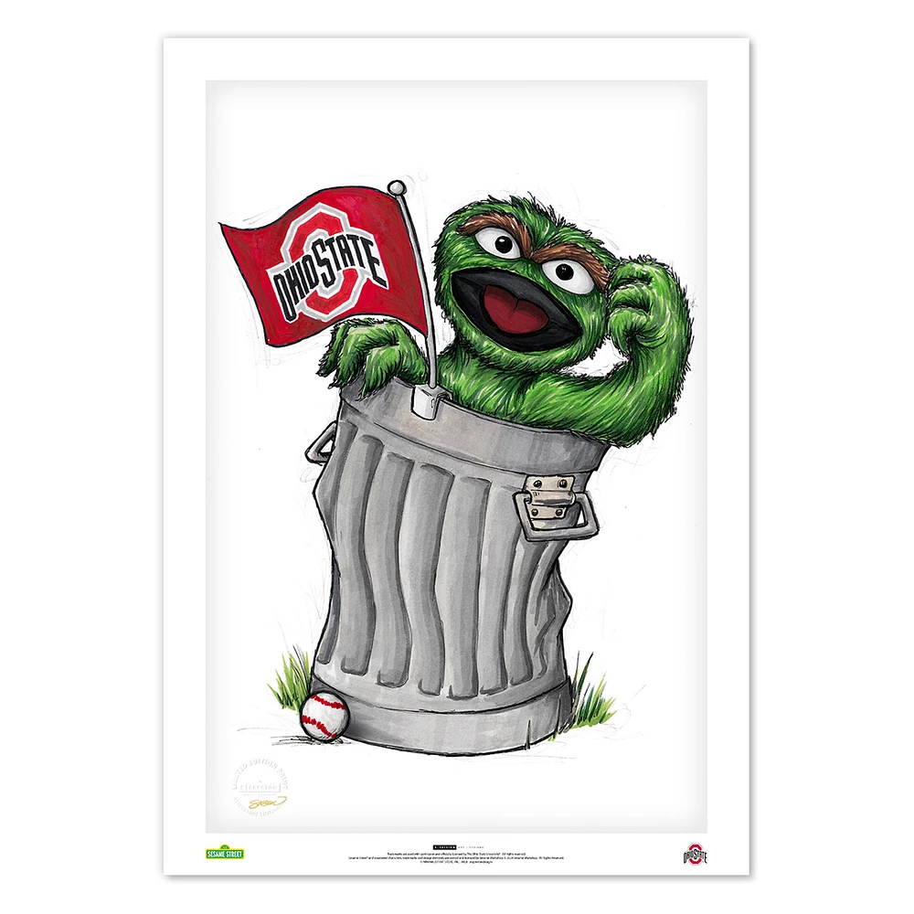 Oscar the Grouch Ohio State Buckeyes 14" x 20" Sesame Street Limited Edition Fine Art Print