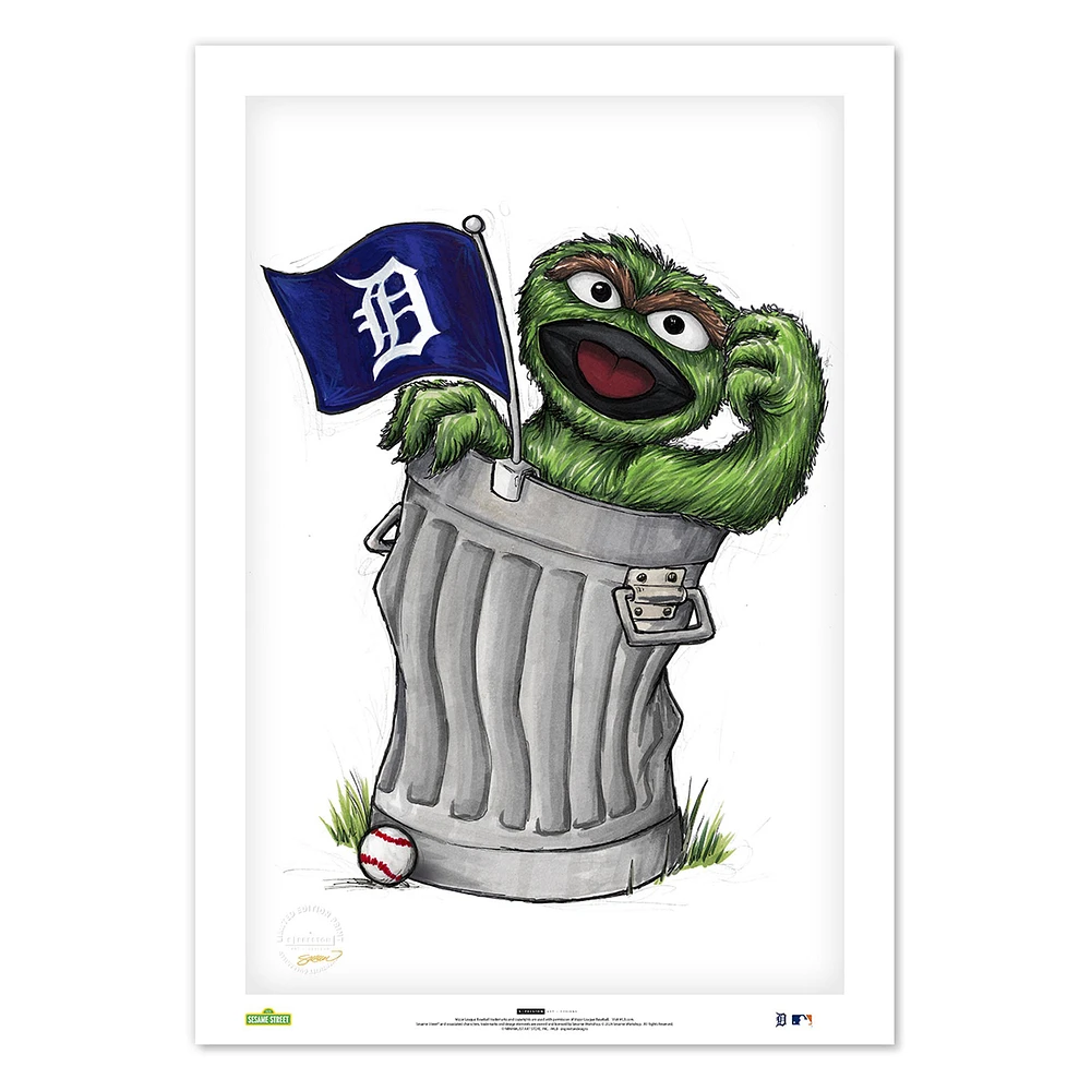 Oscar the Grouch Detroit Tigers 14" x 20" Sesame Street Limited Edition Fine Art Print