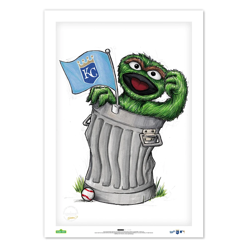 Oscar the Grouch Kansas City Royals 14" x 20" Sesame Street Limited Edition Fine Art Print