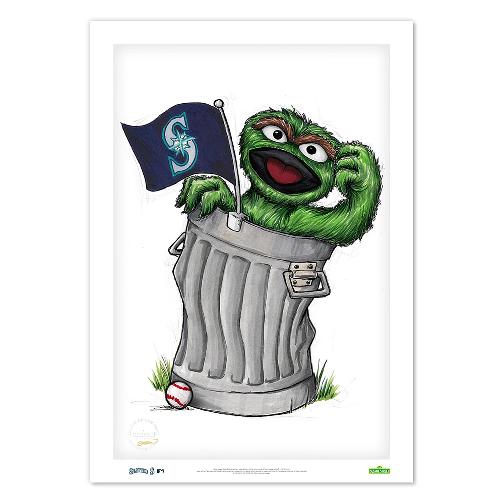 Oscar the Grouch Seattle Mariners 14" x 20" Sesame Street Limited Edition Fine Art Print