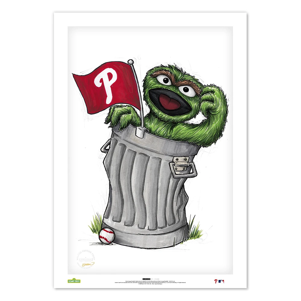 Oscar the Grouch Philadelphia Phillies 14" x 20" Sesame Street Limited Edition Fine Art Print