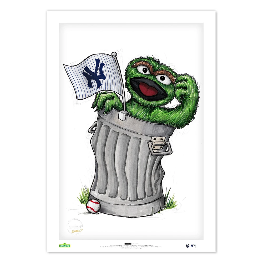Oscar the Grouch New York Yankees 24" x 36" Sesame Street Limited Edition Fine Art Print
