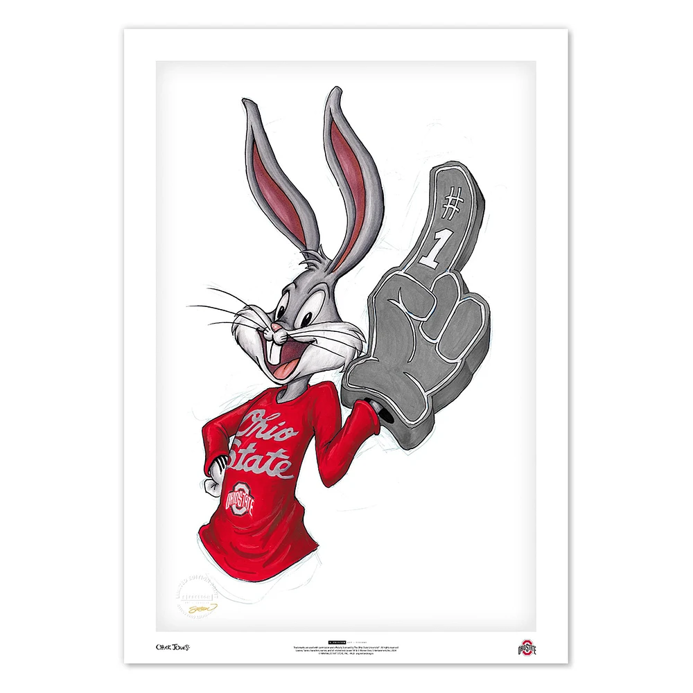 Bugs Bunny Ohio State Buckeyes 24" x 36" Looney Tunes Limited Edition Fine Art Print