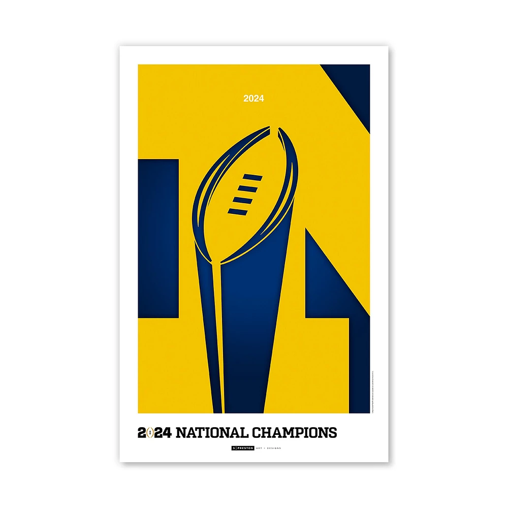 Michigan Wolverines College Football Playoff 2024 Champions 11" x 17" Minimalist Poster Print