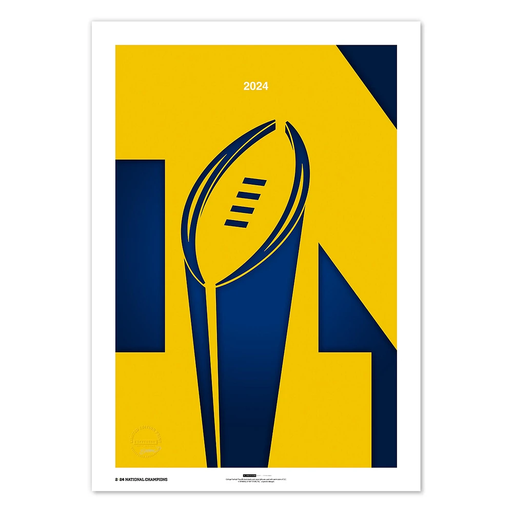 Michigan Wolverines College Football Playoff 2024 Champions 24" x 36" Minimalist Limited Edition Fine Art Print