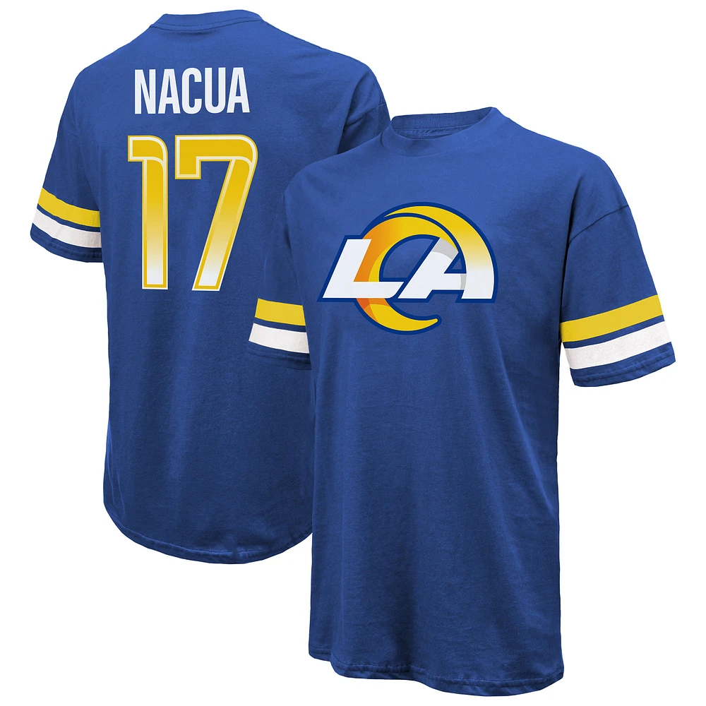 Men's Majestic Threads Puka Nacua Royal Los Angeles Rams Name & Number Oversized Fit T-Shirt