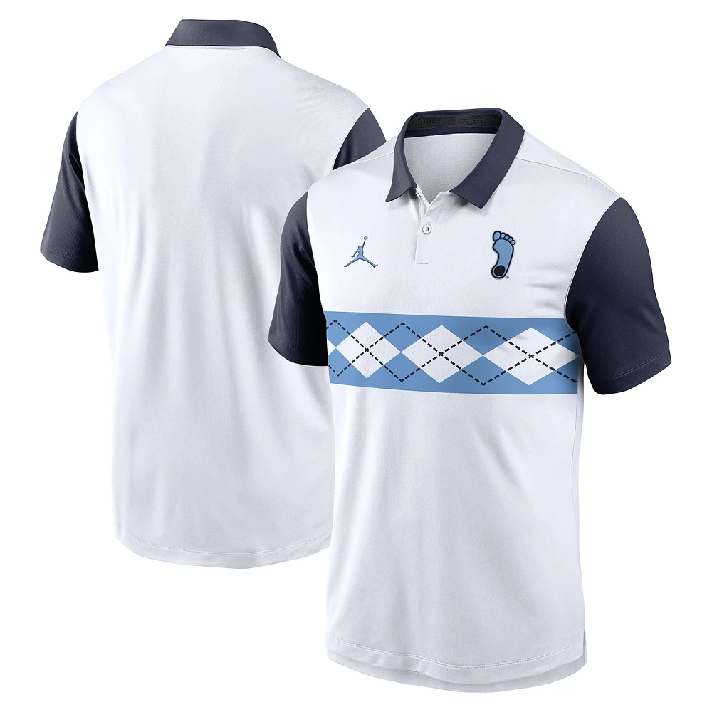 Men's Jordan Brand White/Navy North Carolina Tar Heels Athletic Prep Alt Logo Vapor Dri-FIT Polo