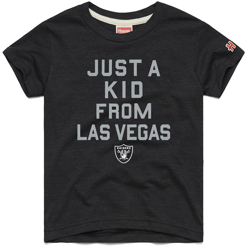 Youth Homage Black Las Vegas Raiders Just a Kid Tri-Blend T-Shirt