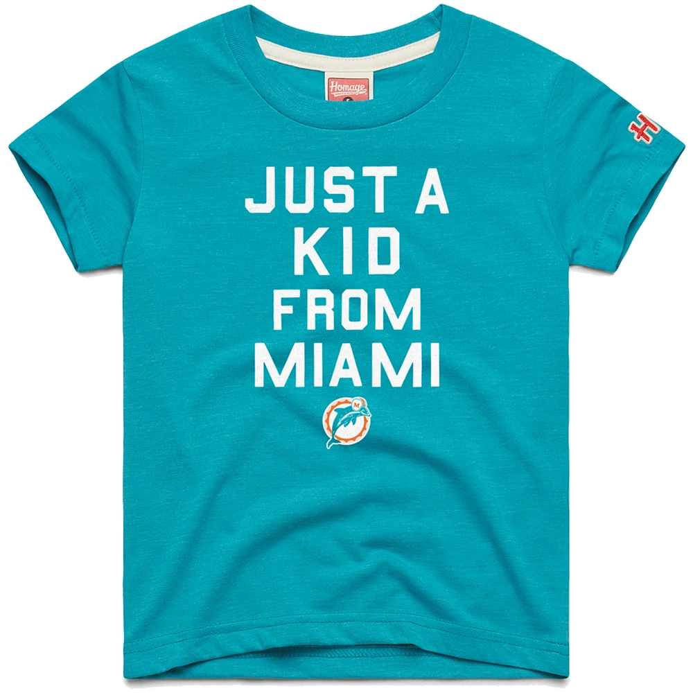 Youth Homage Aqua Miami Dolphins Just a Kid Tri-Blend T-Shirt