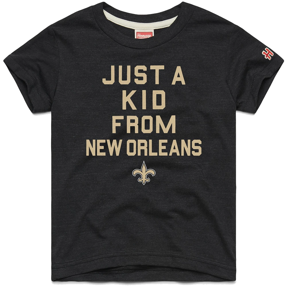 Youth Homage Black New Orleans Saints Just a Kid Tri-Blend T-Shirt