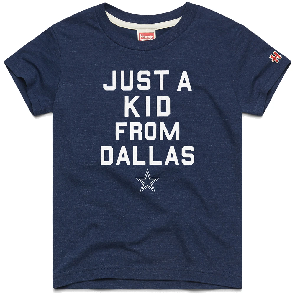 Youth Homage Navy Dallas Cowboys Just a Kid Tri-Blend T-Shirt