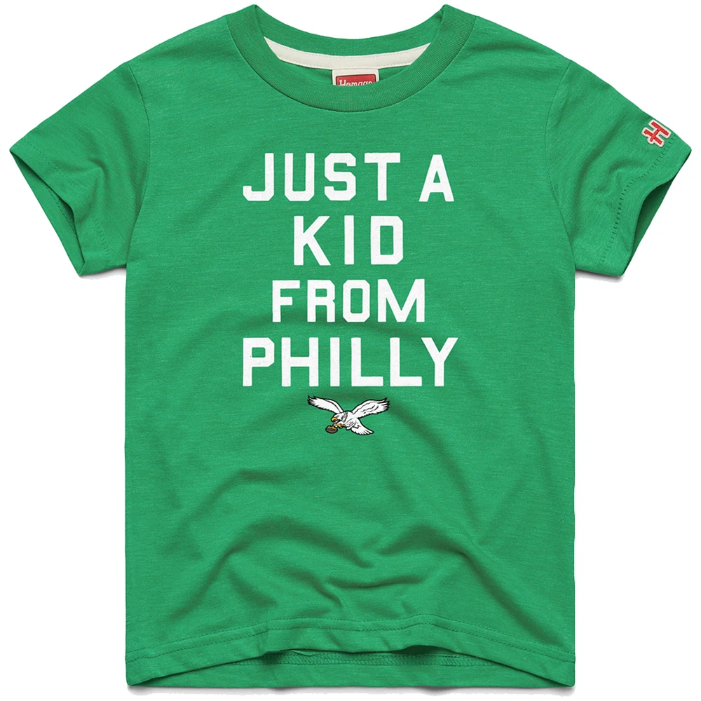 Youth Homage Kelly Green Philadelphia Eagles Just a Kid Tri-Blend T-Shirt
