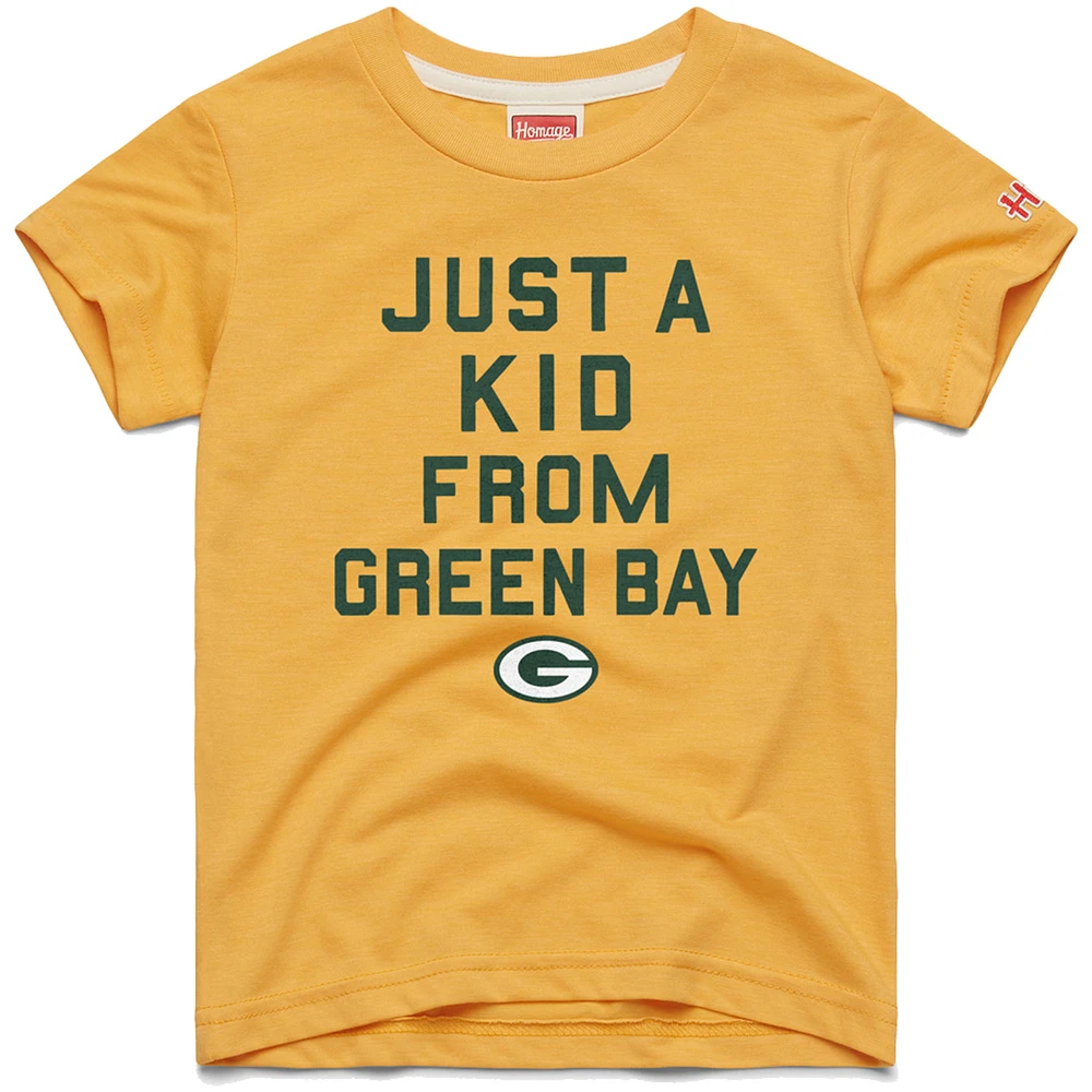 Youth Homage Gold Green Bay Packers Just a Kid Tri-Blend T-Shirt