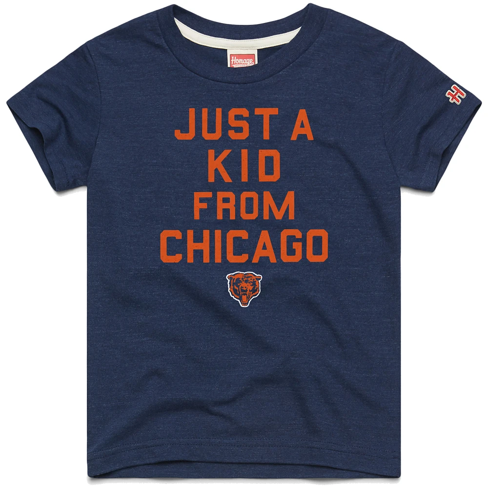 Youth Homage Navy Chicago Bears Just a Kid Tri-Blend T-Shirt