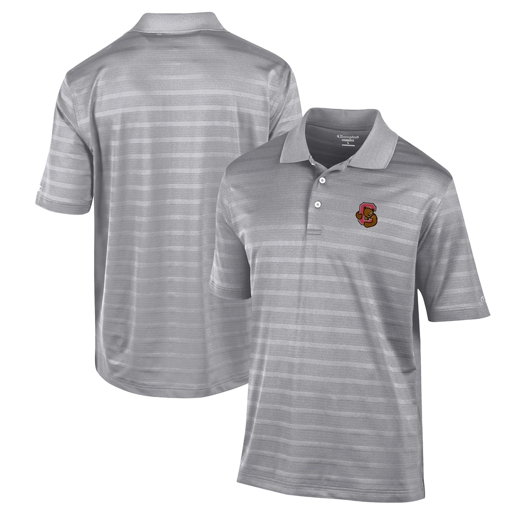Men's Champion Gray Cornell Big Red Textured Solid Polo