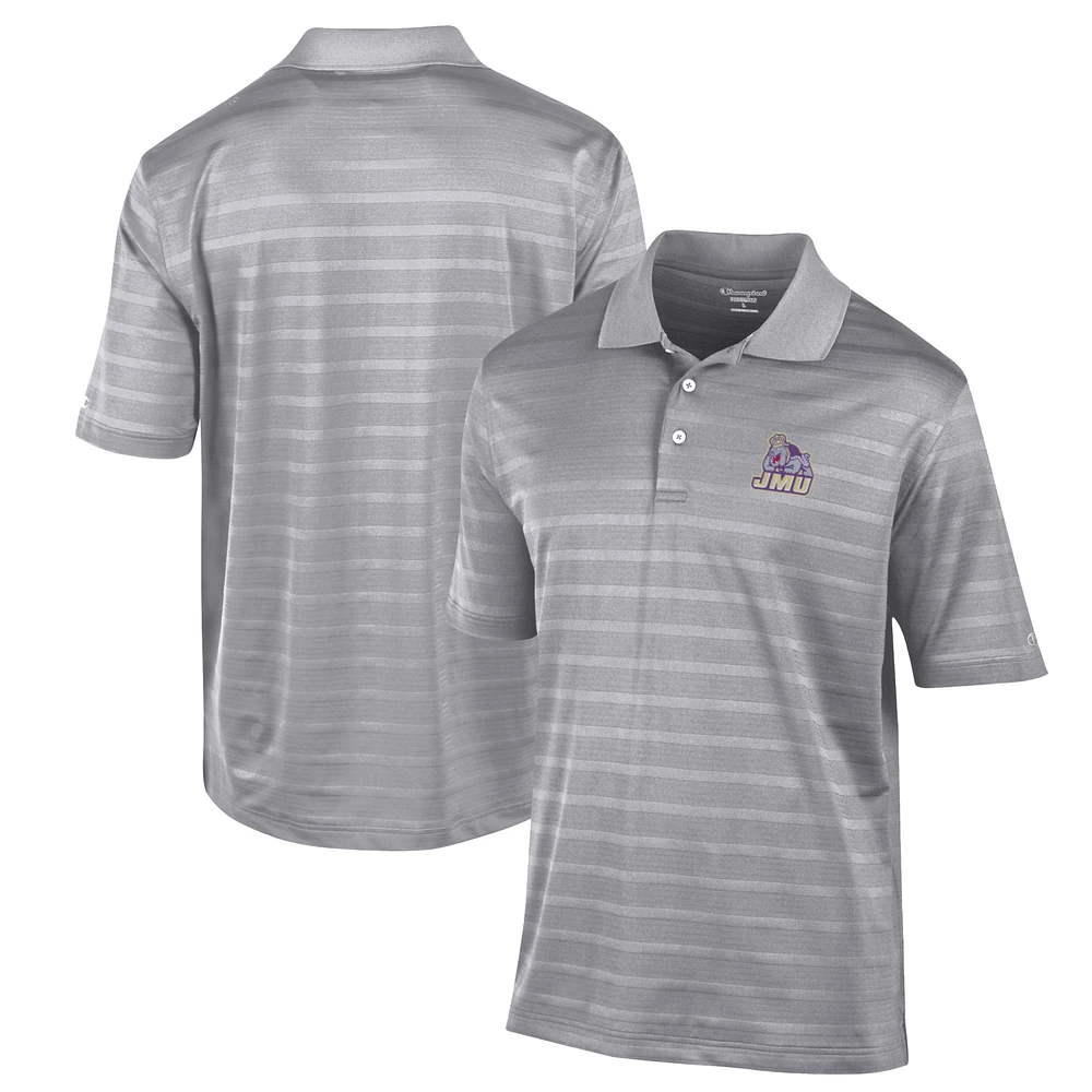 Men's Champion Gray James Madison Dukes Textured Solid Polo