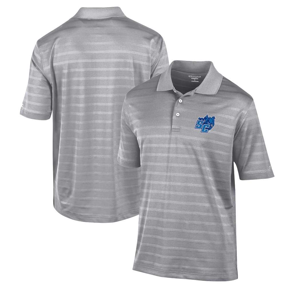 Men's Champion Gray Southern Connecticut State Owls Textured Solid Polo