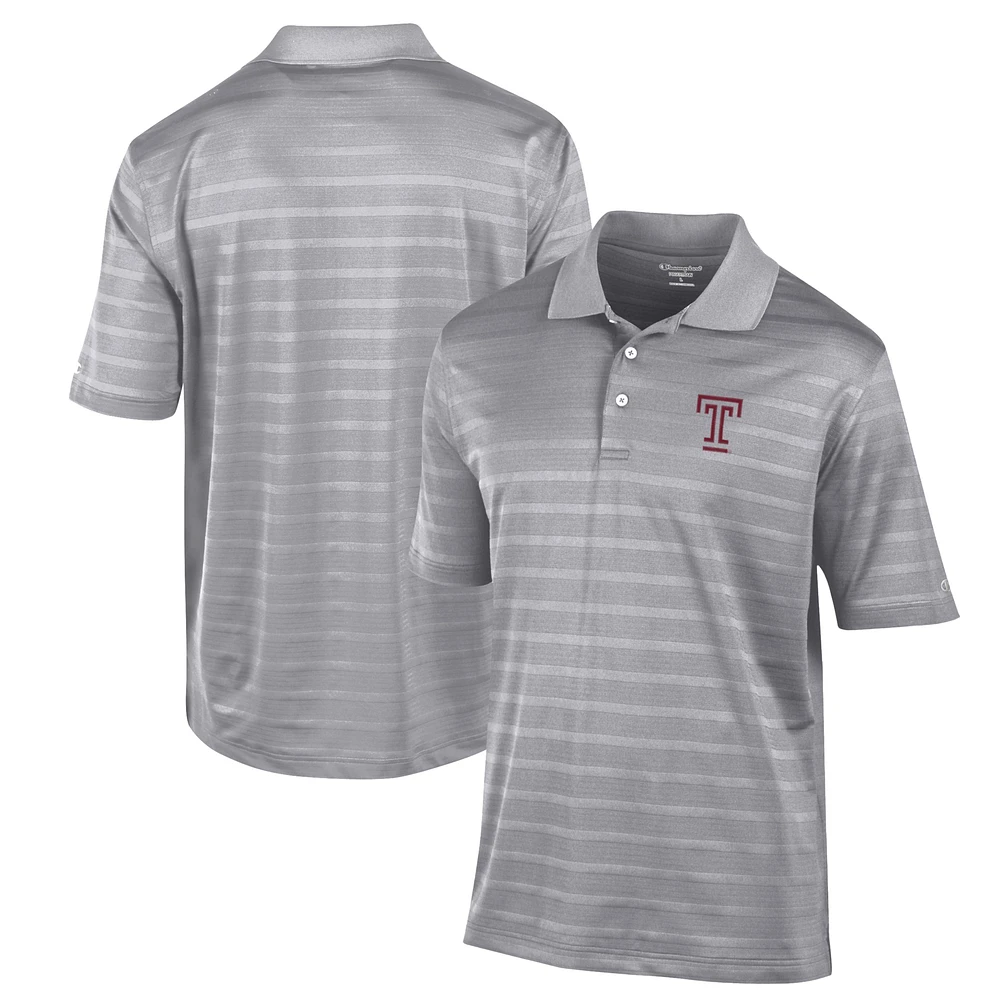 Men's Champion Gray Temple Owls Textured Solid Polo
