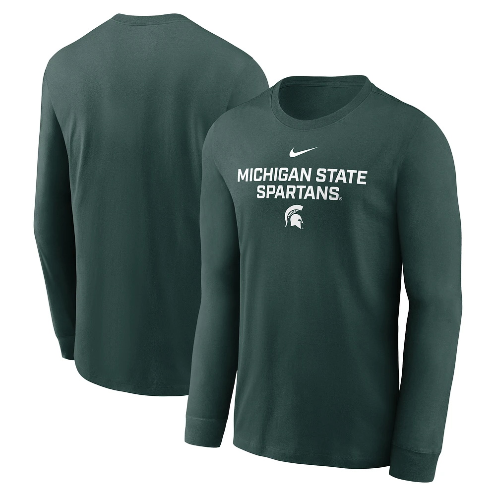 Men's Nike Green Michigan State Spartans 2025 Sideline Dri-FIT Long Sleeve T-Shirt