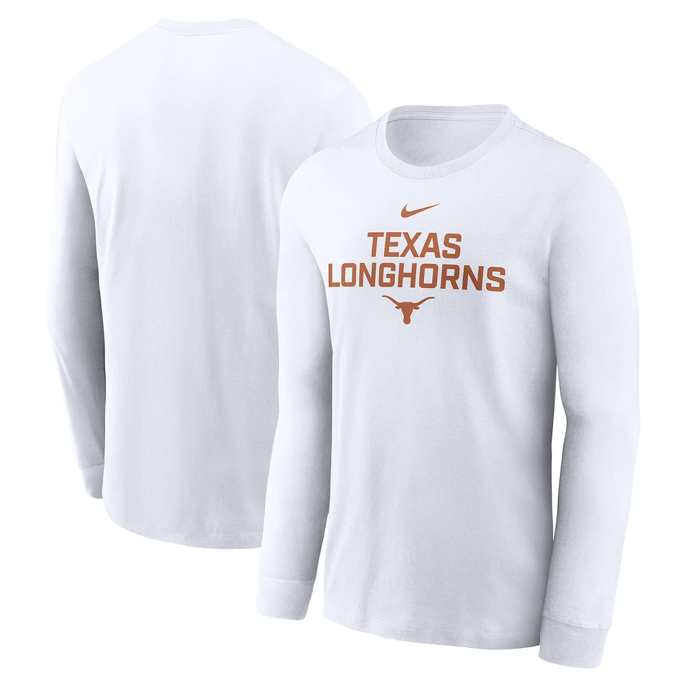 Men's Nike White Texas Longhorns 2025 Sideline Performance Long Sleeve T-Shirt