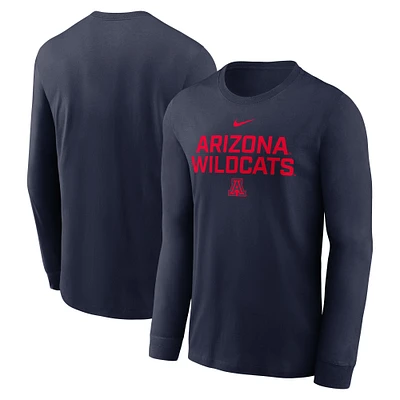 Men's Nike Navy Arizona Wildcats 2025 Sideline Performance Long Sleeve T-Shirt