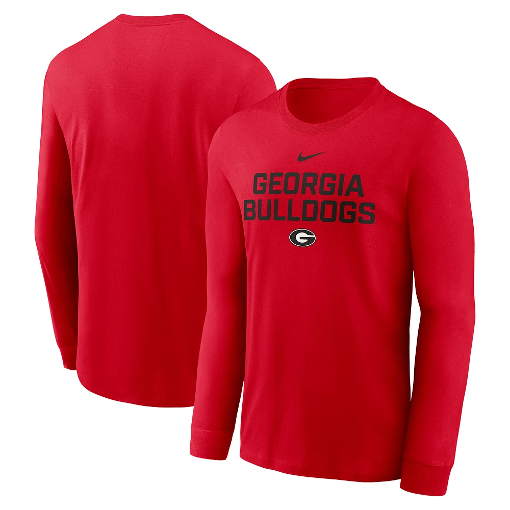 Men's Nike Georgia Bulldogs 2025 Sideline Performance Long Sleeve T-Shirt