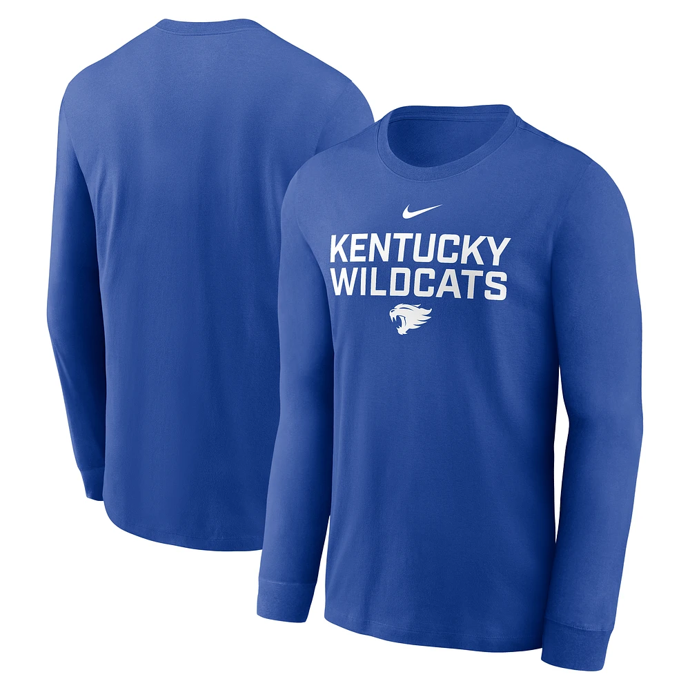 Men's Nike Royal Kentucky Wildcats 2025 Sideline Dri-FIT Long Sleeve T-Shirt