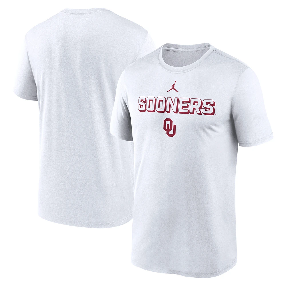 Men's Jordan Brand White Oklahoma Sooners 2025 Sideline Legend Dri-FIT T-Shirt