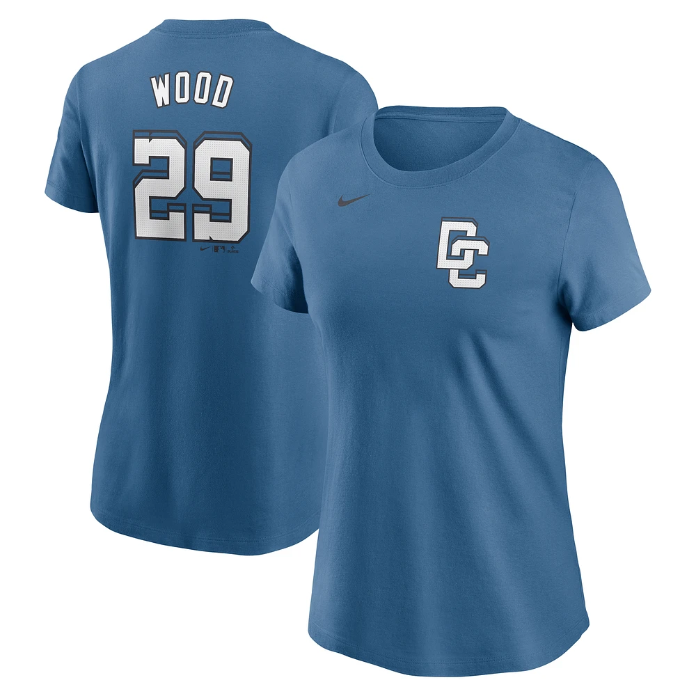 Women's Nike James Wood Blue Washington Nationals 2025 City Connect Fuse Name & Number T-Shirt