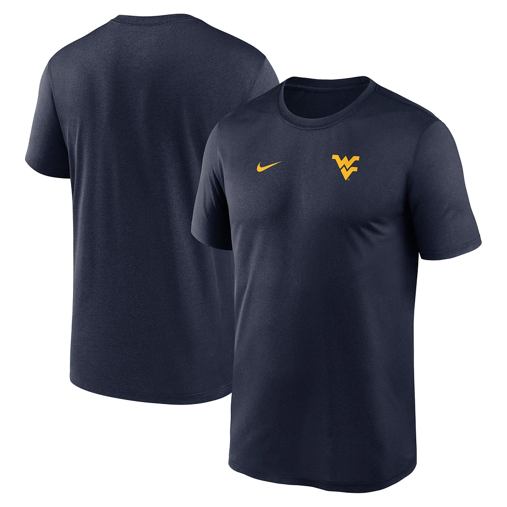 Men's Nike Navy West Virginia Mountaineers 2025 Sideline Small Logo Legend Performance T-Shirt