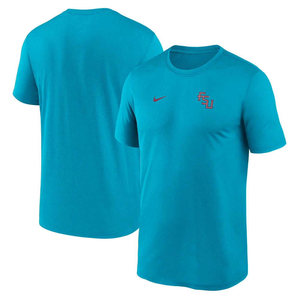 Men's Nike Turquoise Florida State Seminoles 2025 Sideline Small Logo Legend Performance T-Shirt