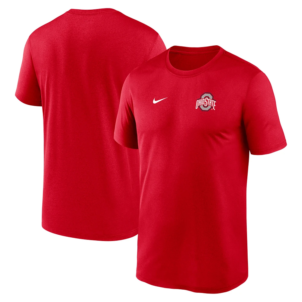 Men's Nike Scarlet Ohio State Buckeyes 2025 Sideline Small Logo Legend Dri-FIT T-Shirt