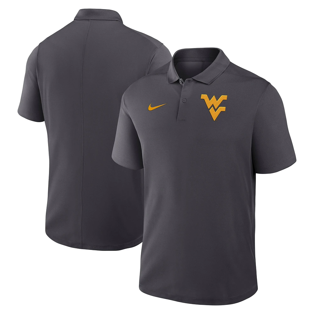 Men's Nike Anthracite West Virginia Mountaineers Primetime Victory Primary Logo Performance Polo